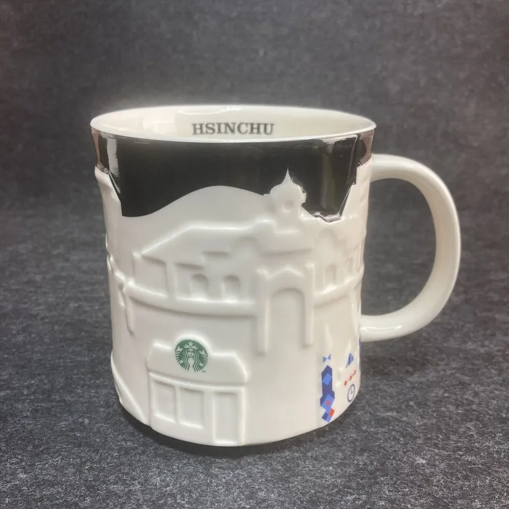 Starbucks Hsinchu‎ 2013 Relief 3D Coffee Tea Cup Mug 16 oz City Skyline Black